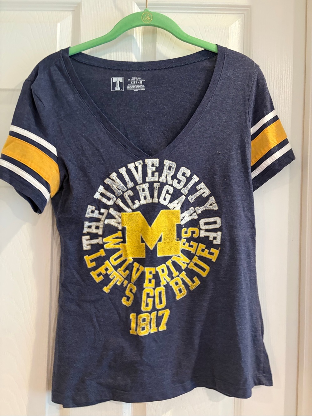 University of Michigan Navy V-Neck Tee-Wolverines-Medium